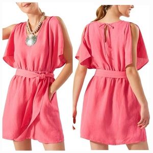 Tommy Bahama Coral Pink Flutter Sleeve Mini Dress